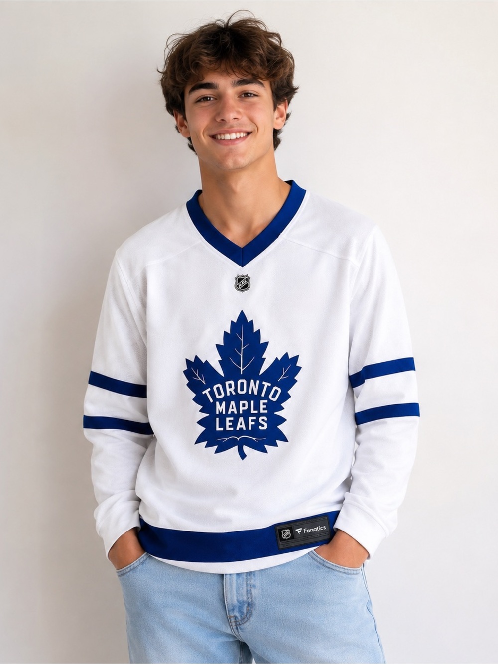 Fanatics Toronto Maple Leafs Youth L/XL White NHL Hockey Jersey Blank Back